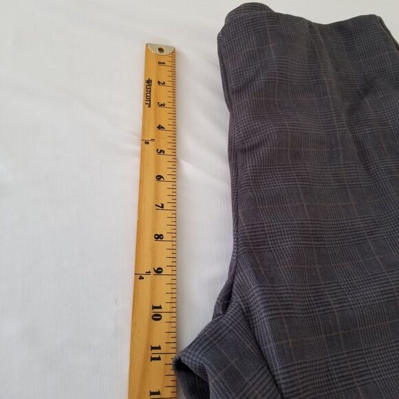 Tahari Faux Suede Pants Pull On Slim Leg Gray Plaid Size M Tummy Control New - Picture 6 of 11